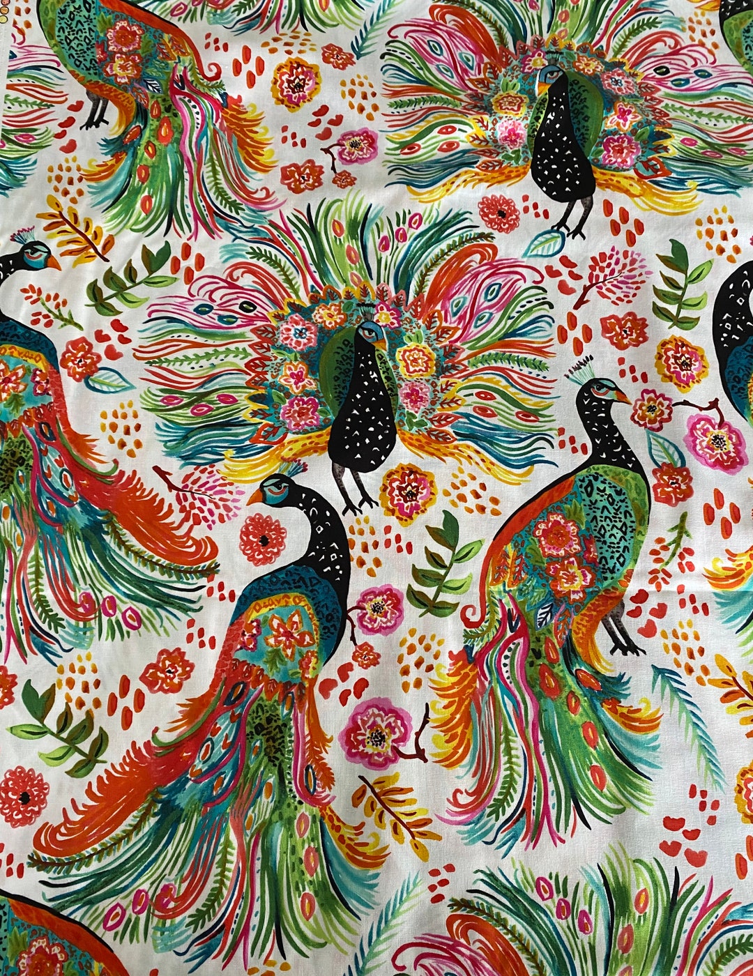 100 Premium Cotton Fabric Brushstroke Peacock Quilting Quilt Fabric