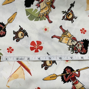 100% Cotton Mask Quilting Fabric Disney Princess Moana Toss Island Springs Creative HTF White Green sold by the 1/2 yard 18x42