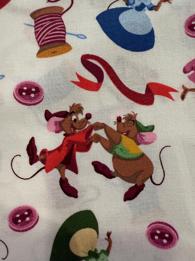 100% Cotton Fabric Cinderella Disney Mice and Findings Sold by the Yard ...