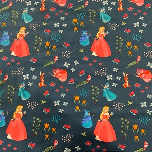 100% cotton Quilt quilting fabric Aurora and Friends fairies Sleeping Beauty Disney Princess sold by the yard, 1/2 yard & FQ *SHIPS QUICK**