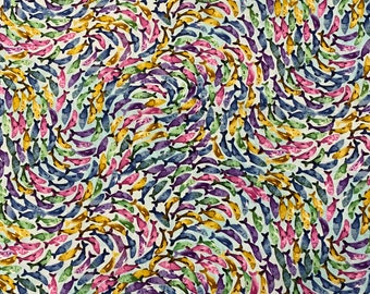 School of Fish Fabric, Multi Color Cotton, Quilting Fabric