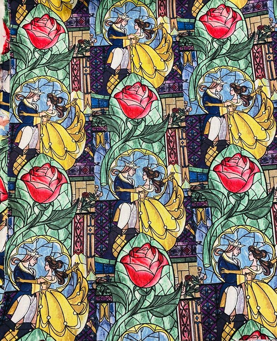 100 Cotton Mask Fabric Beauty The Beast Allover Rose Etsy