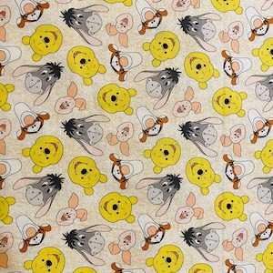 100% cotton fabric Winnie the Pooh & friends tossed tigger piglet eeyore sold by the yard, 1/2 yard, and fat quarter FQ  **SHIPS QUICK**