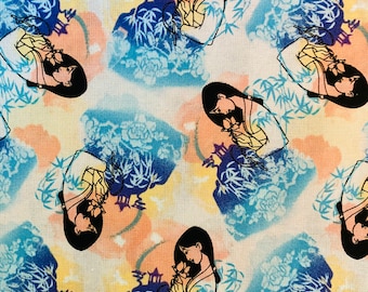 Disney Mulan Stoff, Aquarell Allover Print, 100% Baumwolle