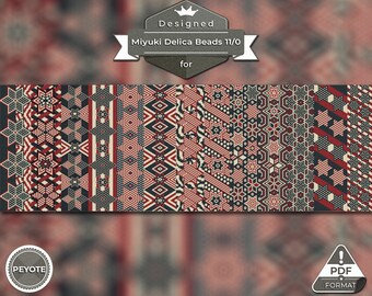 peyote bracelet pattern, peyote pattern, peyote stitch, Miyuki Delica pattern, pdf pattern - Patriotic Vintage Stars Set of 13 patterns