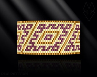 peyote bracelet pattern, peyote pattern, peyote stitch, Miyuki Delica pattern, pdf pattern, beading bracelet tutorial - Magic Rhombus