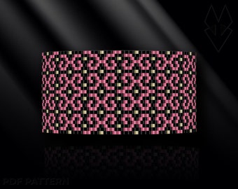 peyote bracelet pattern, peyote pattern, peyote stitch, Miyuki Delica pattern, pdf pattern, beading bracelet tutorial - Pink Fantasy