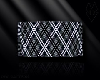 peyote bracelet pattern, even count peyote, peyote stitch, Toho Round pattern, pdf pattern, beading bracele tutorial - Scottish tartan