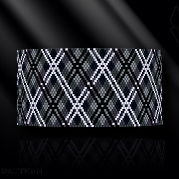 peyote bracelet pattern, even count peyote, peyote stitch, Toho Round pattern, pdf pattern, beading bracele tutorial - Scottish tartan