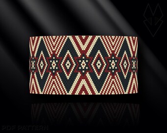 peyote bracelet pattern, peyote pattern, peyote stitch, Miyuki Delica pattern, pdf pattern, beading tutorial - Patriotic Vintage Stars