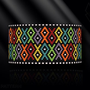 peyote bracelet pattern, peyote pattern, peyote stitch, Miyuki Delica pattern, pdf pattern, beading bracelet tutorial Fish image 1