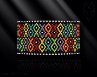 peyote bracelet pattern, peyote pattern, peyote stitch, Miyuki Delica pattern, pdf pattern, beading bracelet tutorial - Fish