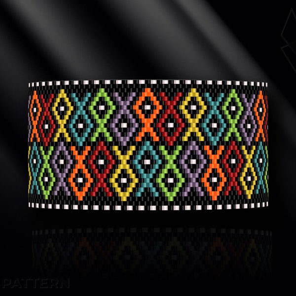 peyote bracelet pattern, peyote pattern, peyote stitch, Miyuki Delica pattern, pdf pattern, beading bracelet tutorial - Fish