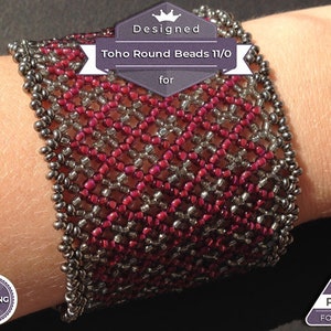 Netting pattern, Claret huichol bracelet pattern