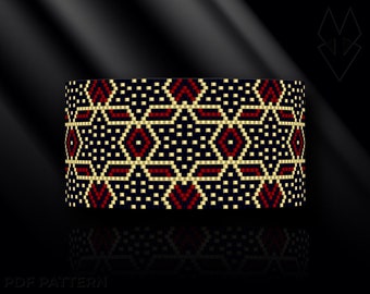 peyote bracelet pattern, odd peyote, peyote stitch, Toho Round pattern, pdf pattern, beading bracelet tutorial - Patriotic Vintage Stars