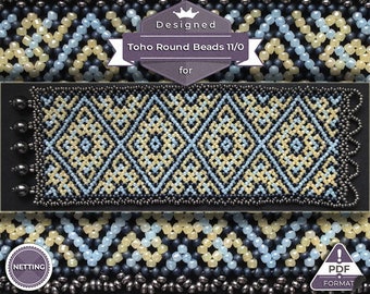 Netting pattern, Romantic huichol bracelet pattern