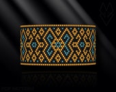 peyote bracelet pattern, peyote pattern, peyote stitch, Miyuki Delica pattern, pdf pattern, beading bracelet tutorial - 18k Gold