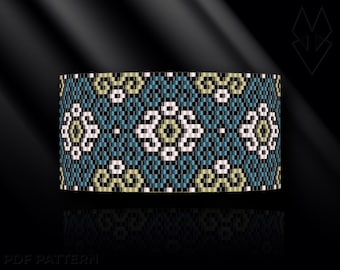 peyote bracelet pattern, peyote pattern, peyote stitch, Miyuki Delica pattern, pdf pattern, beading bracelet tutorial - Ethnic
