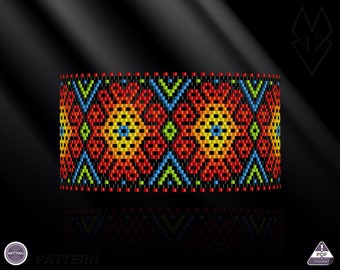 Netting pattern, Summer Flowers huichol bracelet pattern