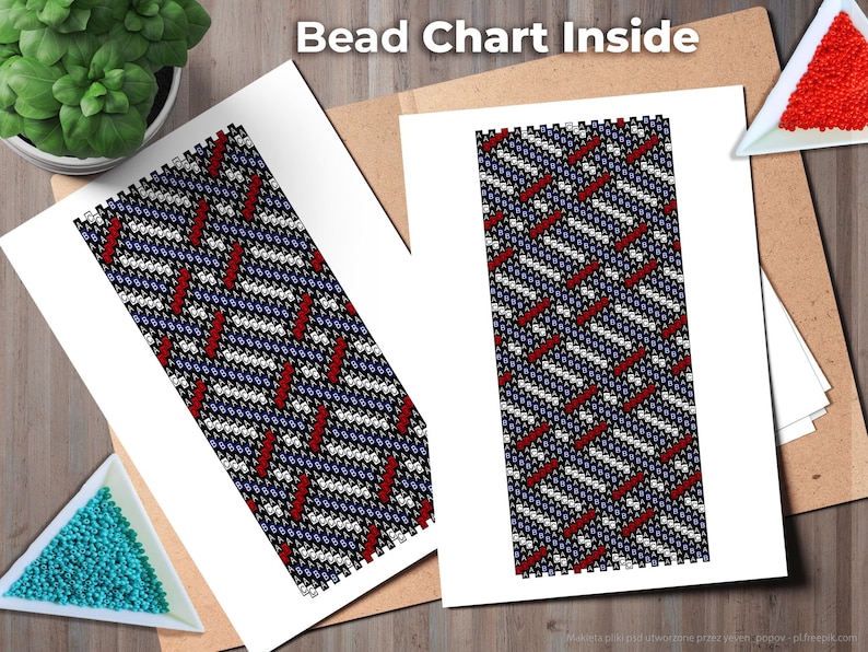 peyote bracelet pattern, peyote pattern, peyote stitch, Miyuki Delica pattern, pdf pattern, beading bracelet tutorial Fish image 5