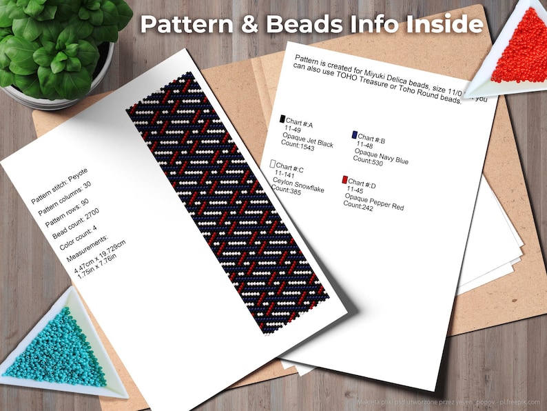 peyote bracelet pattern, peyote pattern, peyote stitch, Miyuki Delica pattern, pdf pattern, beading bracelet tutorial Fish image 7