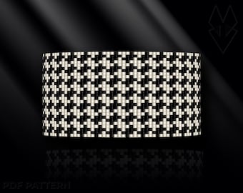 loom bracelet pattern, loom bracelet, loom stitch, Toho Round pattern, pdf pattern, beading bracelet - Pied-de-poule, houndstooth