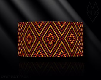 peyote bracelet pattern, odd count peyote pattern, peyote stitch, Toho Round pattern, pdf pattern, beading bracelet tutorial - Flaming