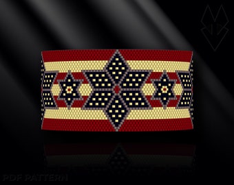 peyote bracelet pattern, odd peyote, peyote stitch, Toho Round pattern, pdf pattern, beading bracelet tutorial - Patriotic Vintage Stars