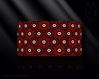 peyote bracelet pattern, even count peyote pattern, peyote stitch, Toho Round pattern, pdf pattern, beading bracele tutorial - Simply Red