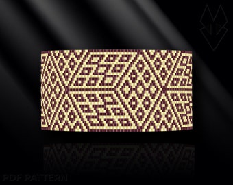 peyote bracelet pattern, peyote pattern, peyote stitch, Miyuki Delica pattern, pdf pattern, beading bracelet tutorial - Magic Cube