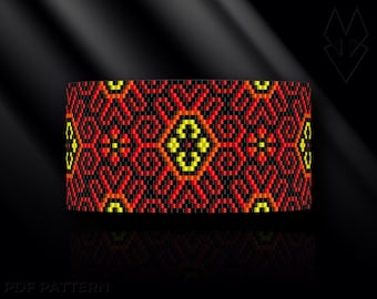 peyote bracelet pattern, peyote pattern, peyote stitch, Miyuki Delica pattern, pdf pattern, beading bracelet tutorial - Ethnic pattern