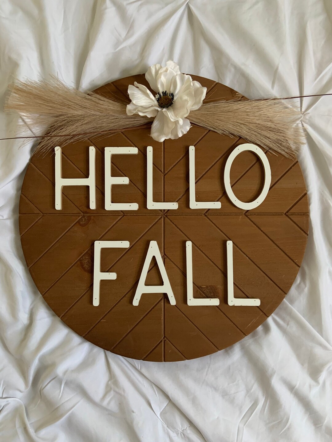 Hello Fall Wall Decor With Pampas Grass Etsy