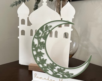 Ramadan Decoration | Layered Acrylic Masjid | Layered Acrylic Crescent  | Islamic Decor | Palestine Inspired Decor | Olive trees decor |