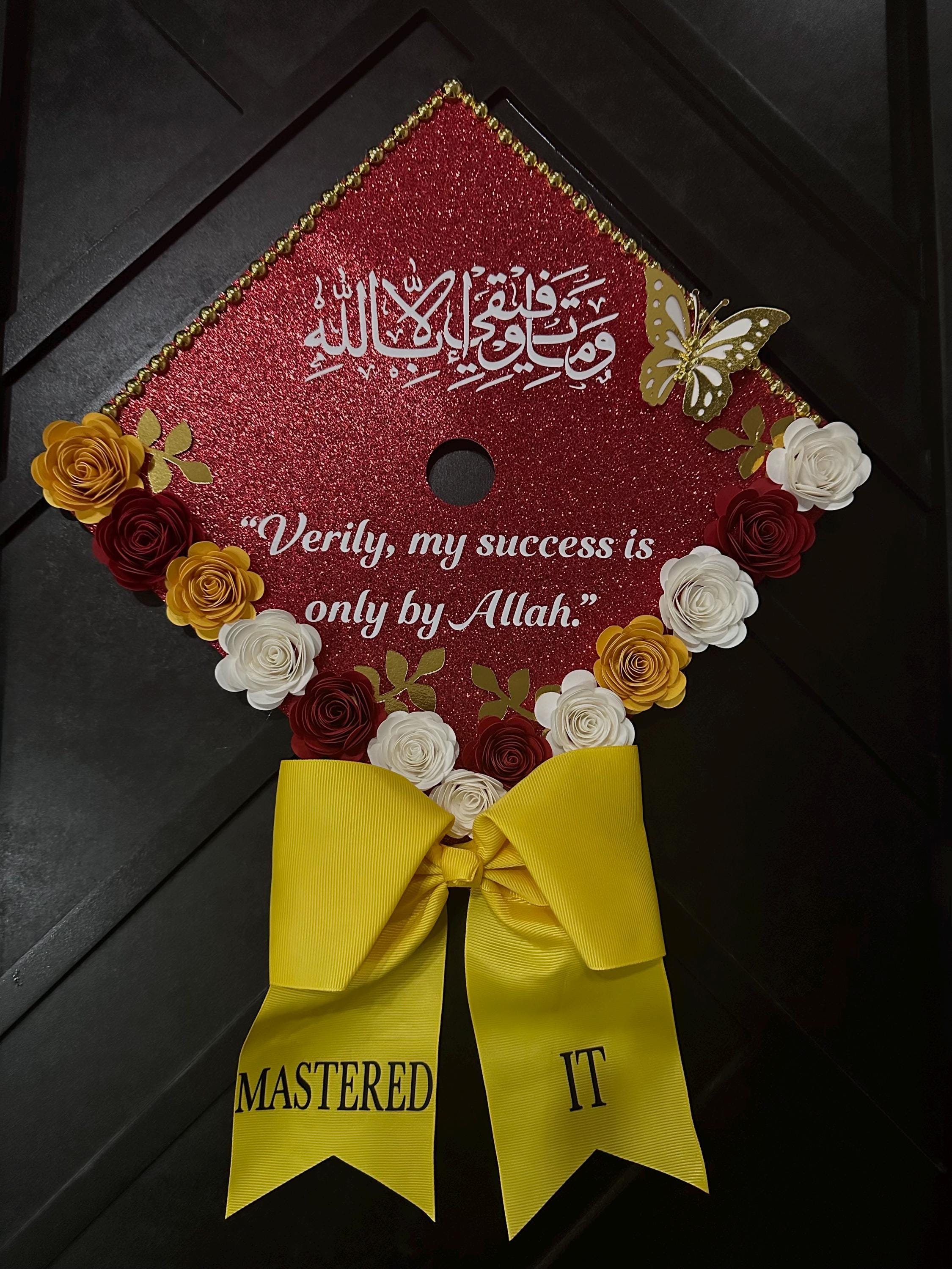 Custom Islamic Graduation Cap Topper With Floral Border and Butterfly ...
