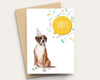 Boxer Dog Celebration Card: A6 Blank Card with Kraft Envelope