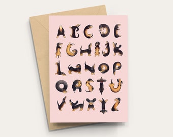 Dachshund Alphabet Card: A6 Funny Sausage Dog Greetings Card with Kraft envelope