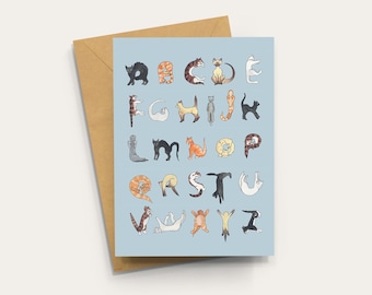 Funny Cat Alphabet Card: A6 Greetings Card with Kraft Envelope