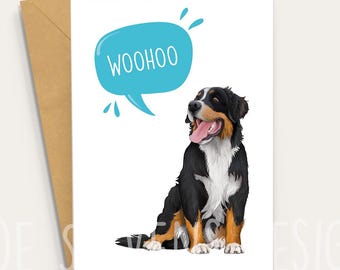Bernese Mountain Dog Card: A6 Celebration Greeting Card with Kraft Envelope