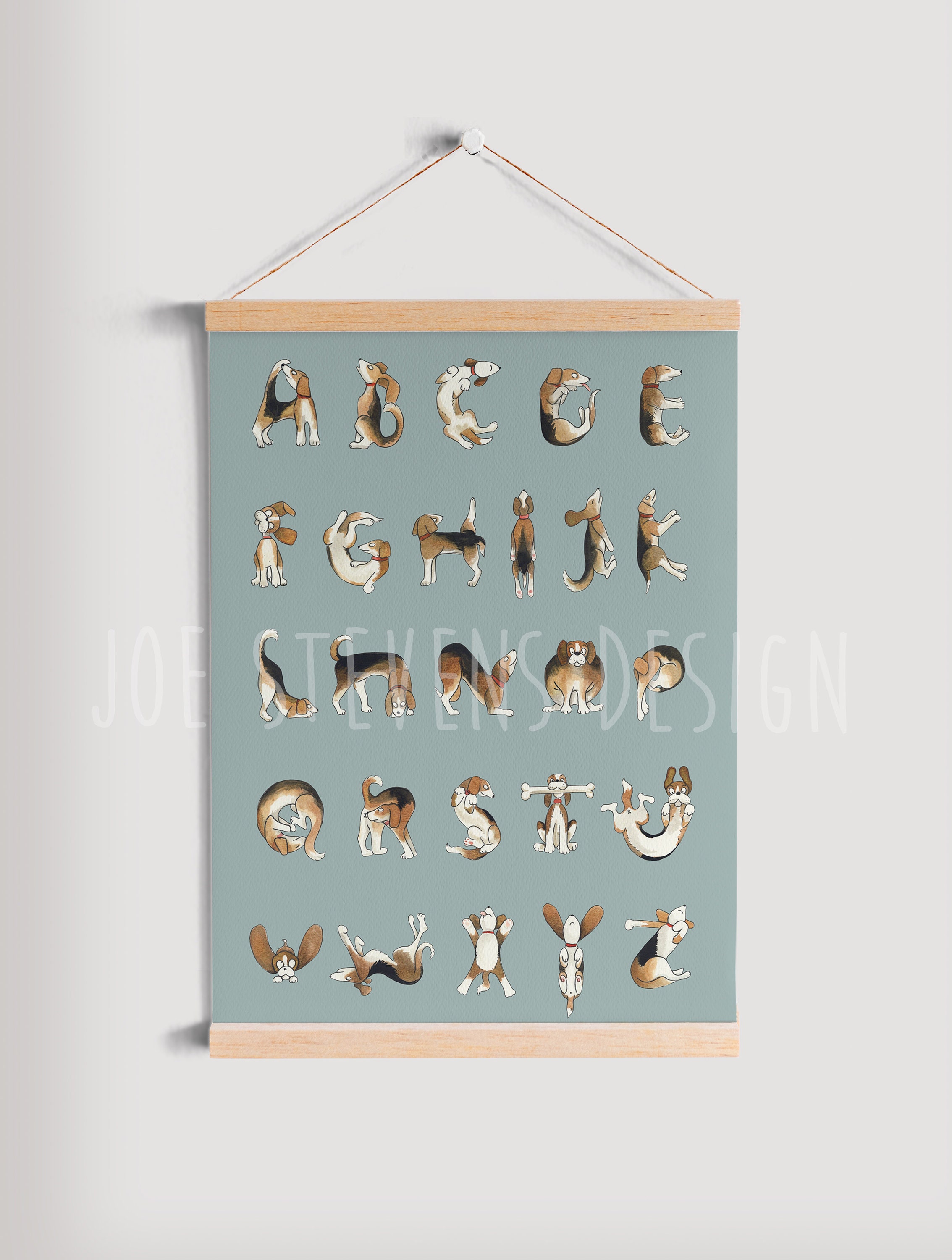 Beagle Alphabet Illustrated Dog Print A3 | Etsy