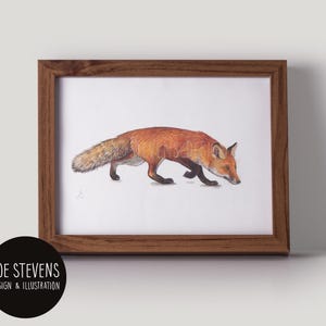 Wild Fox Original Painting: A5 Watercolour & Ink, British Wildlife