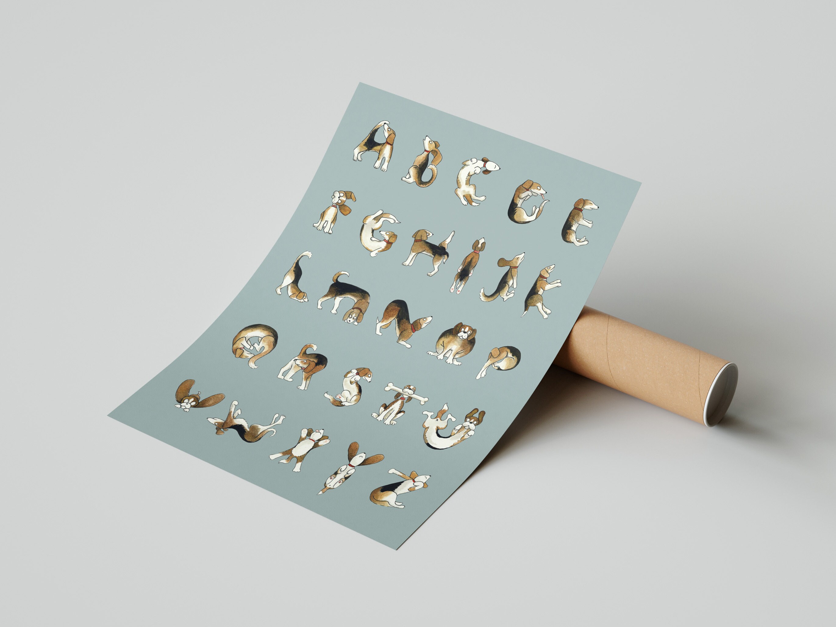 Beagle Alphabet Illustrated Dog Print A3 | Etsy