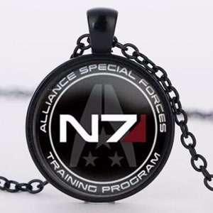 Mass Effect Inspired N7 pendant necklace vintage glass pendant Necklace jewelry best friend gift bijouterie