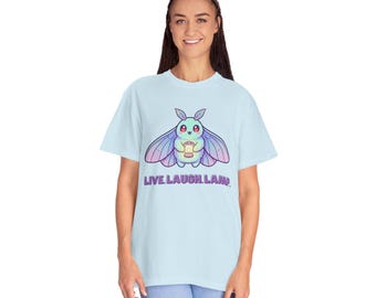 Camiseta con el Hombre Polilla y la Lámpara / Camiseta con el Gráfico de la Lámpara Vive y Ríe