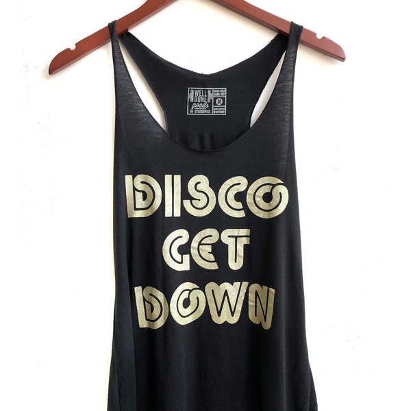 Disco shirt, Retro Disco Tank Top. Disco house, black racerback tank. Disco party, women's tank top. 70s costume party, festival fashion