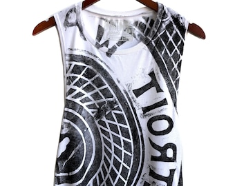 Manhole Tank Top, Detroit Manhole Cover, women's tank top. Detroit shirt, Drain Cover, Graphic Tee. One of a Kind, Street Art, Detroit gifts