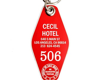 Hotel Cecil Keychain, Downtown LA Hotel. Elisa Lam Documentary, Skid Row, horror lover gift, Los Angeles Crime Scene, Cecil Hotel Key chain