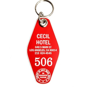 Hotel Cecil Keychain, Downtown LA Hotel. Elisa Lam Documentary, Skid Row, horror lover gift, Los Angeles Crime Scene, Cecil Hotel Key chain