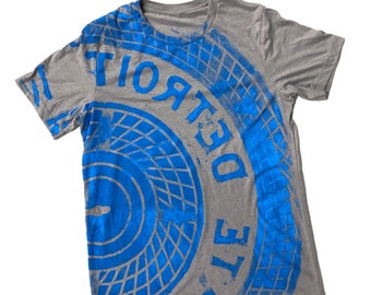 Blue Manhole Print T-Shirt, Detroit Tire, Water Main Cover Shirt. Detroit Football fan gift. One of a Kind, Streetwear, unique Detroit gifts