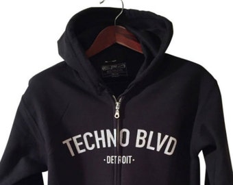 Techno Boulevard Hoodie Detroit Techno Blvd Hooded Sweatshirt Gratiot Avenue Unisex Hoodie Zip Up Sweatshirt techno fan electronic music dj