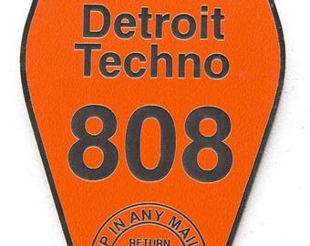 Detroit Techno Motel Keychain, Room 808. Techno lover gift. Vintage style hotel keychain, gift for musician, electronic music lover gift.